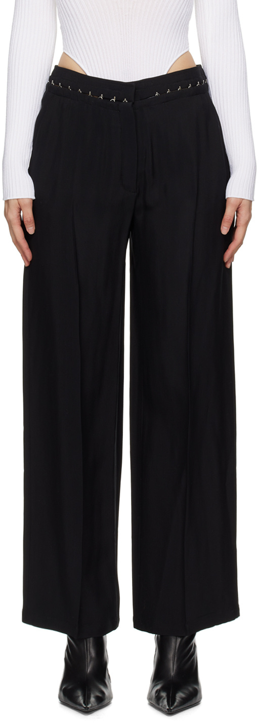 Mugler Hook-eye Wide Trousers In Black