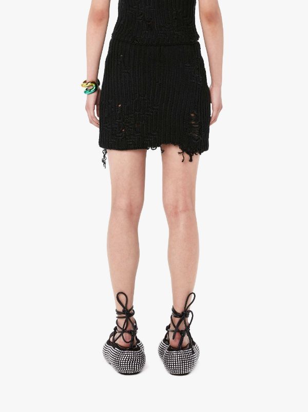 Jw Anderson Distressed Knitted Mini Skirt In Black