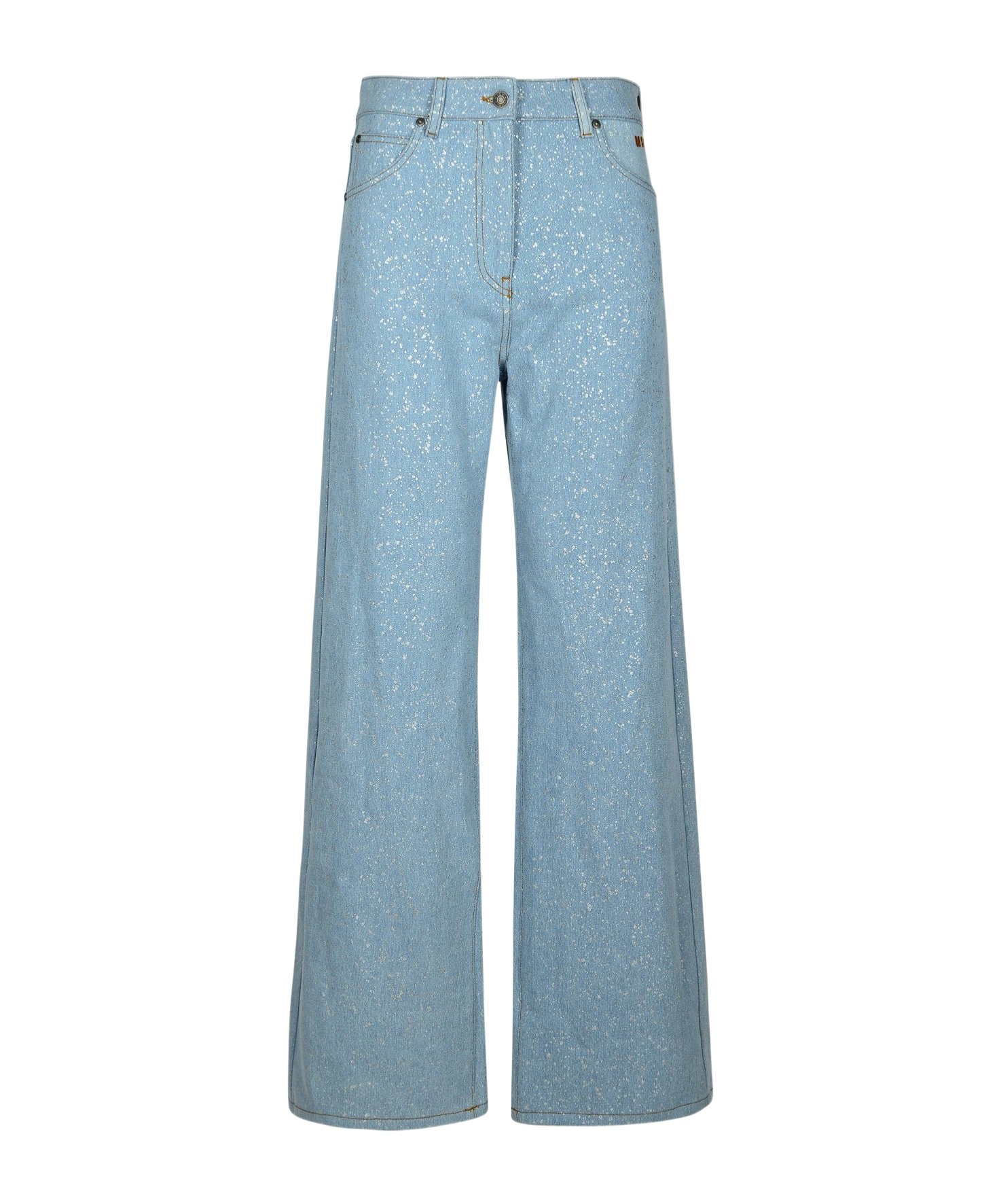 Msgm Logo-appliqué Wide-leg Jeans In Blue