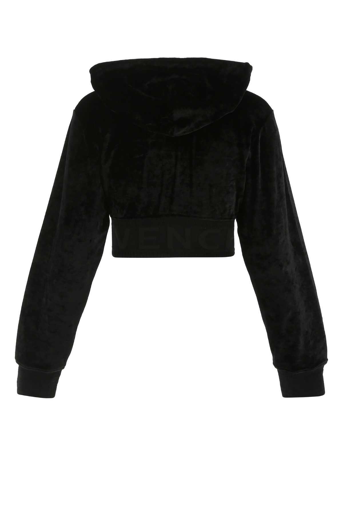 Givenchy Cropped Embellished Crushed-velvet Hoodie In Black