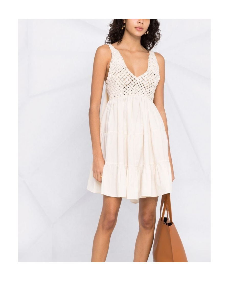 Pinko Bow-detail Open-knit Minidress In White