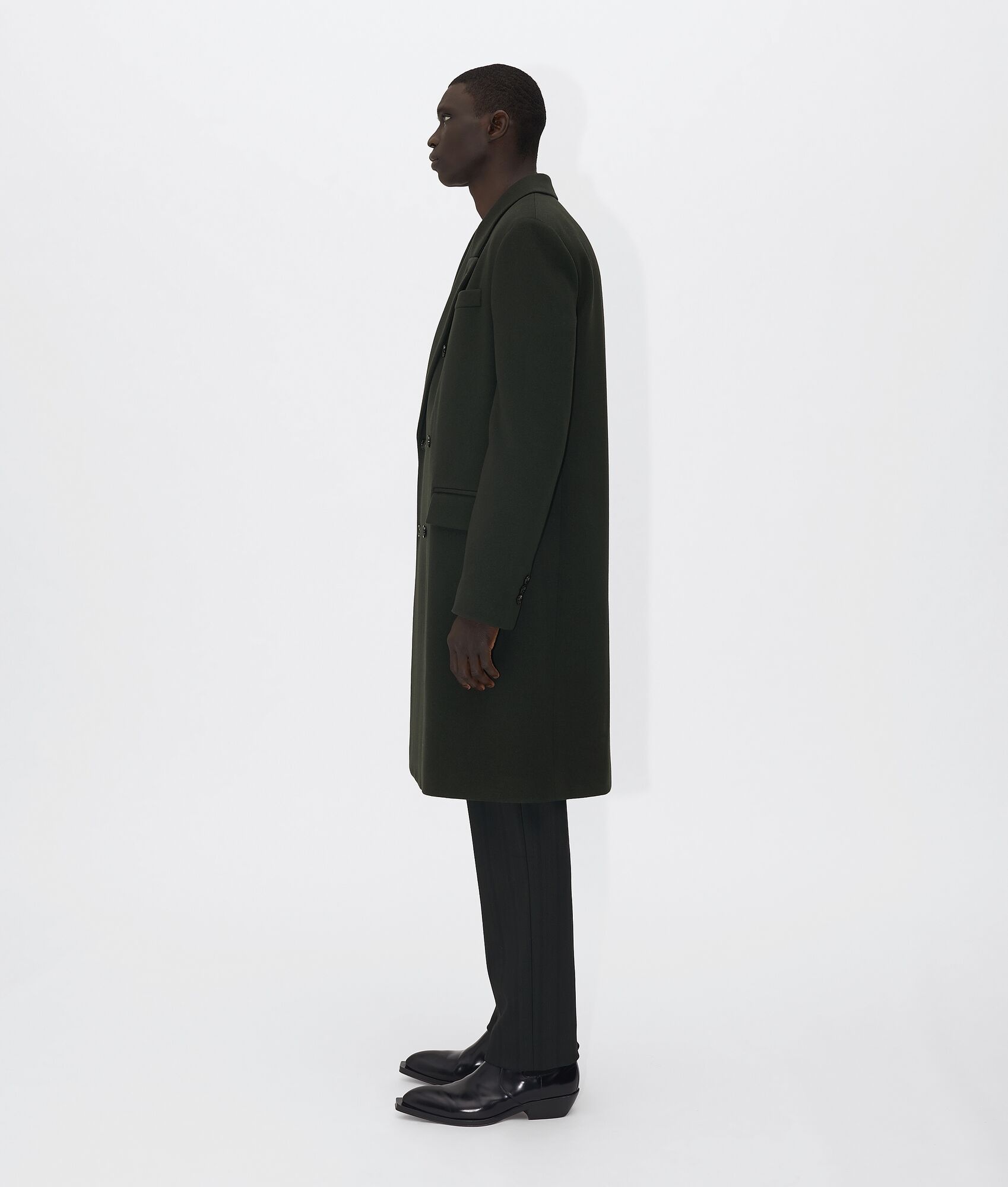 Bottega Veneta Double-breasted Overcoat In Green