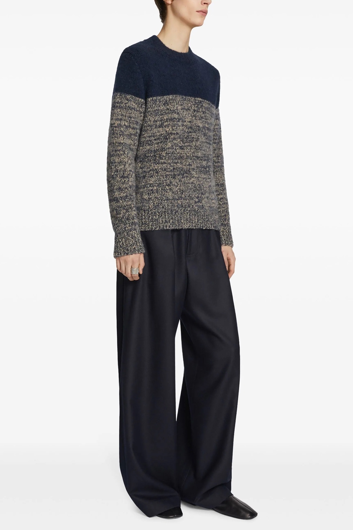 Dries Van Noten Colour-block Merino-wool Jumper In Black