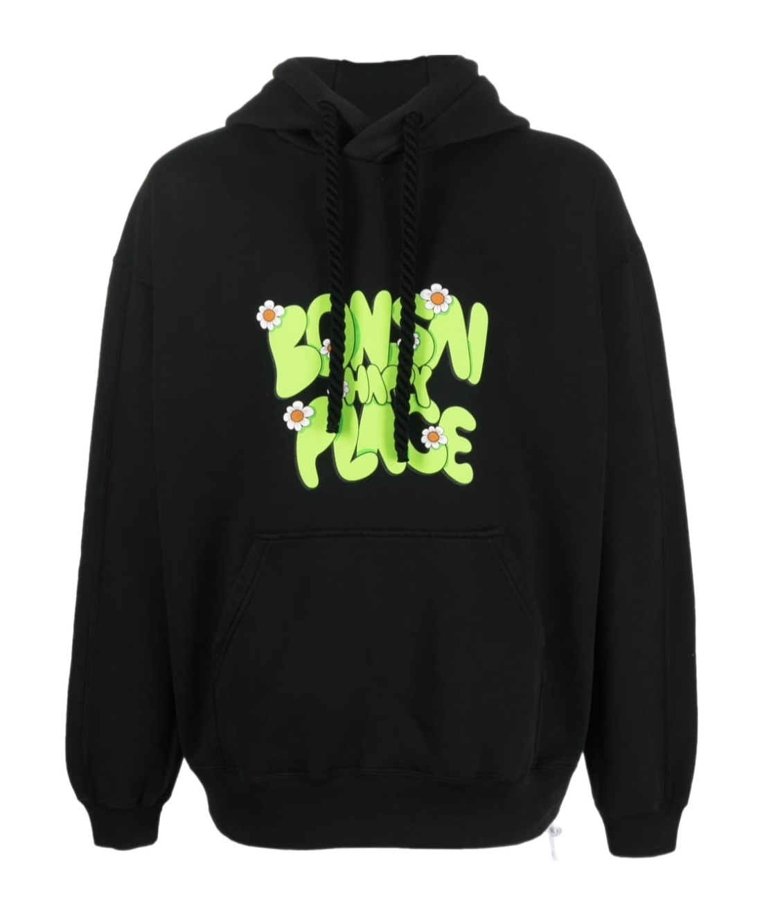 Bonsai Black Drawstring Hoodie Sweatshirt In Black