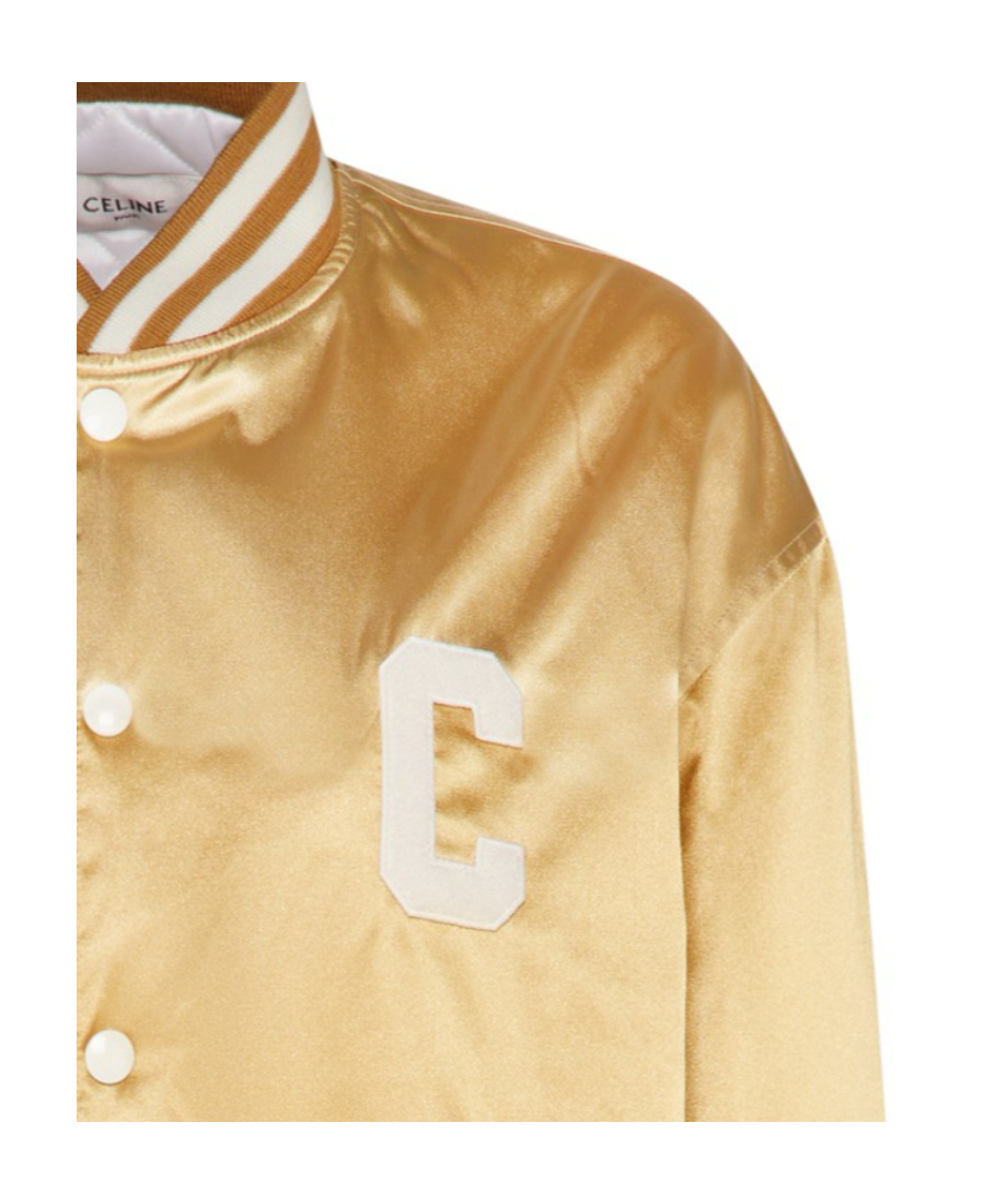 Celine Long-sleeved Knitting College Style Jacket In Yellow