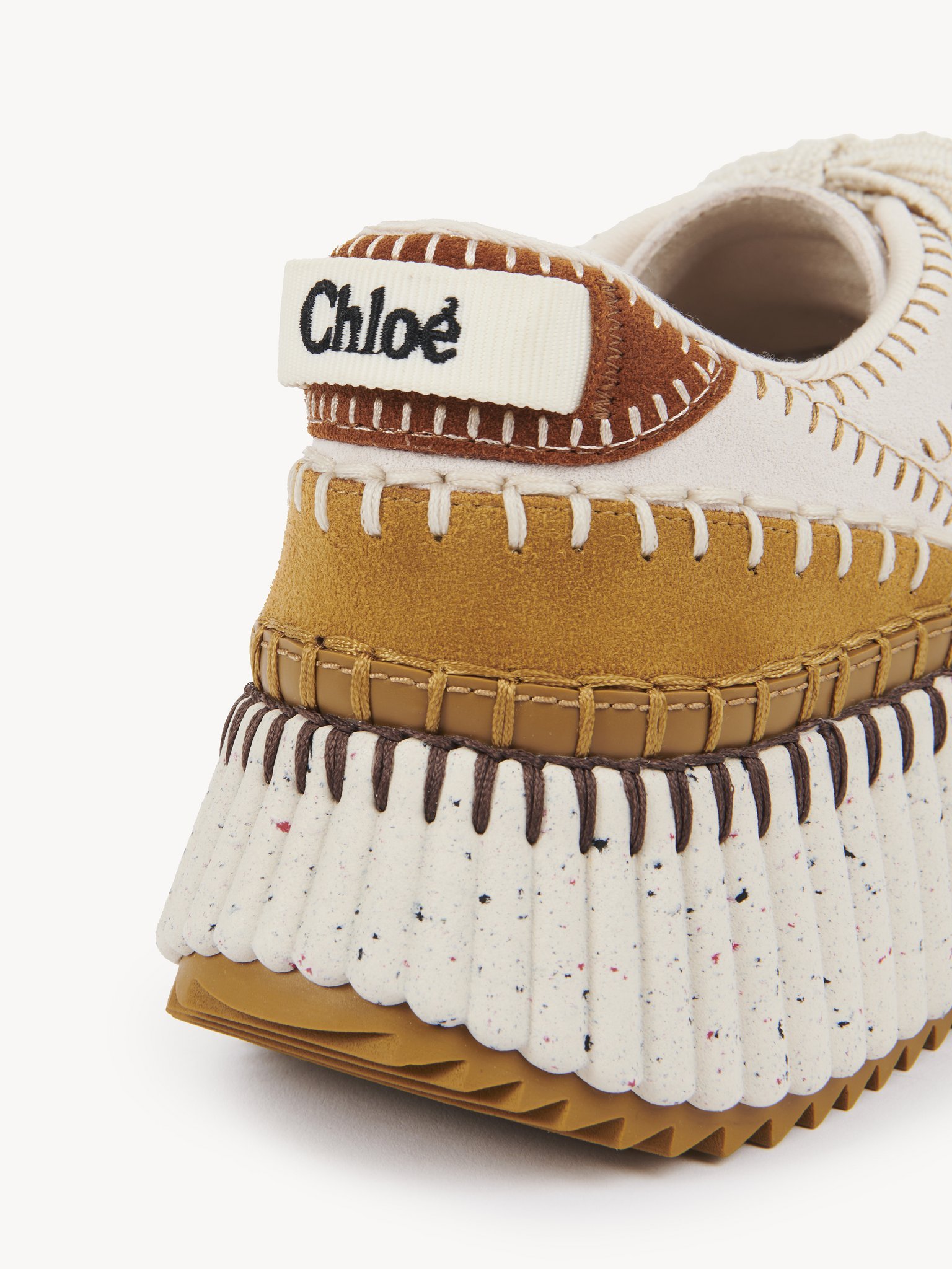 Chloé Chloe Nama Panelled Suede Sneakers In White