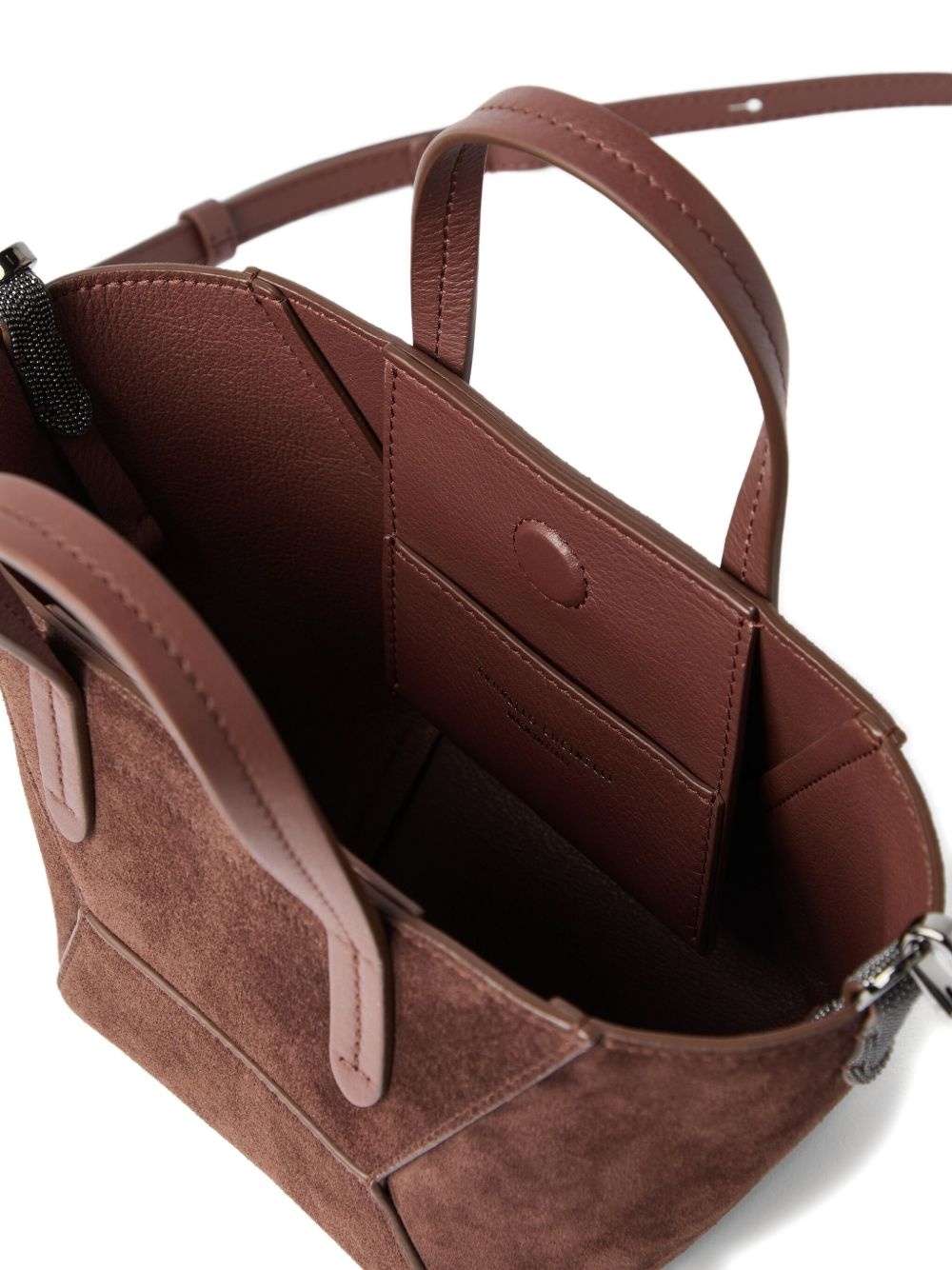 Brunello Cucinelli Leather Tote Bag Adjustable Strap In Burgundy
