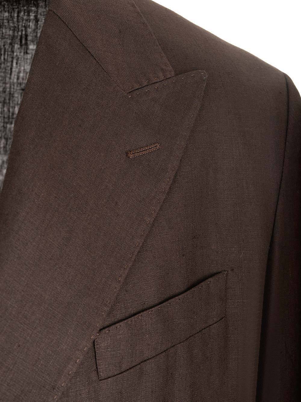 Dolce & Gabbana Double-breasted Linen Blazer In Brown