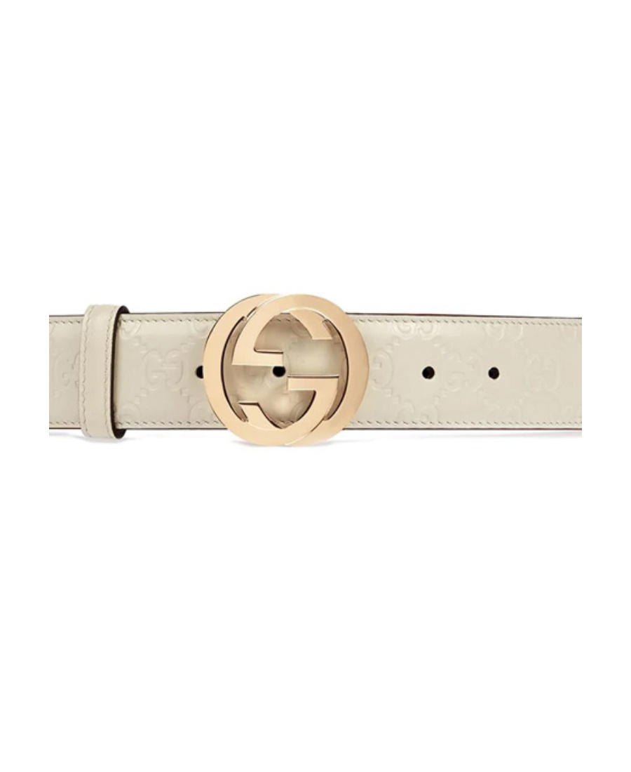 Gucci Logo Printed Belt In Nude