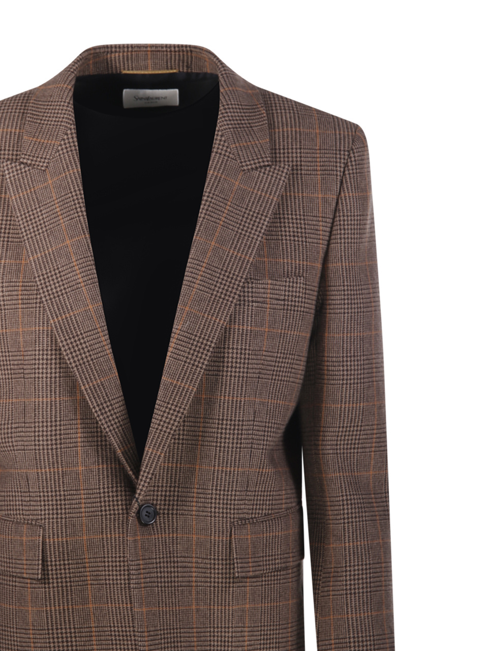 Saint Laurent Long-sleeved Suit Jacket In Brown