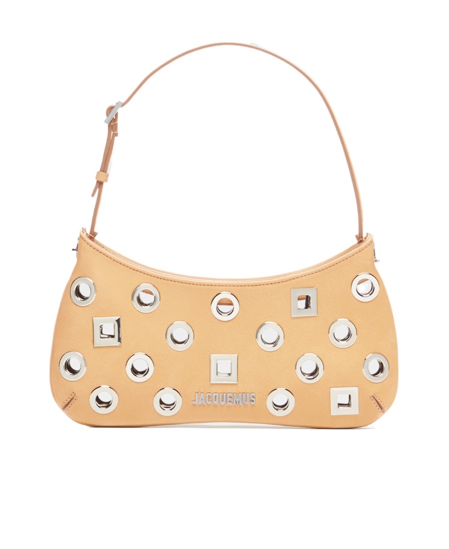 Jacquemus Le Bisou Eyelet-embellished Shoulder Bag In Nude