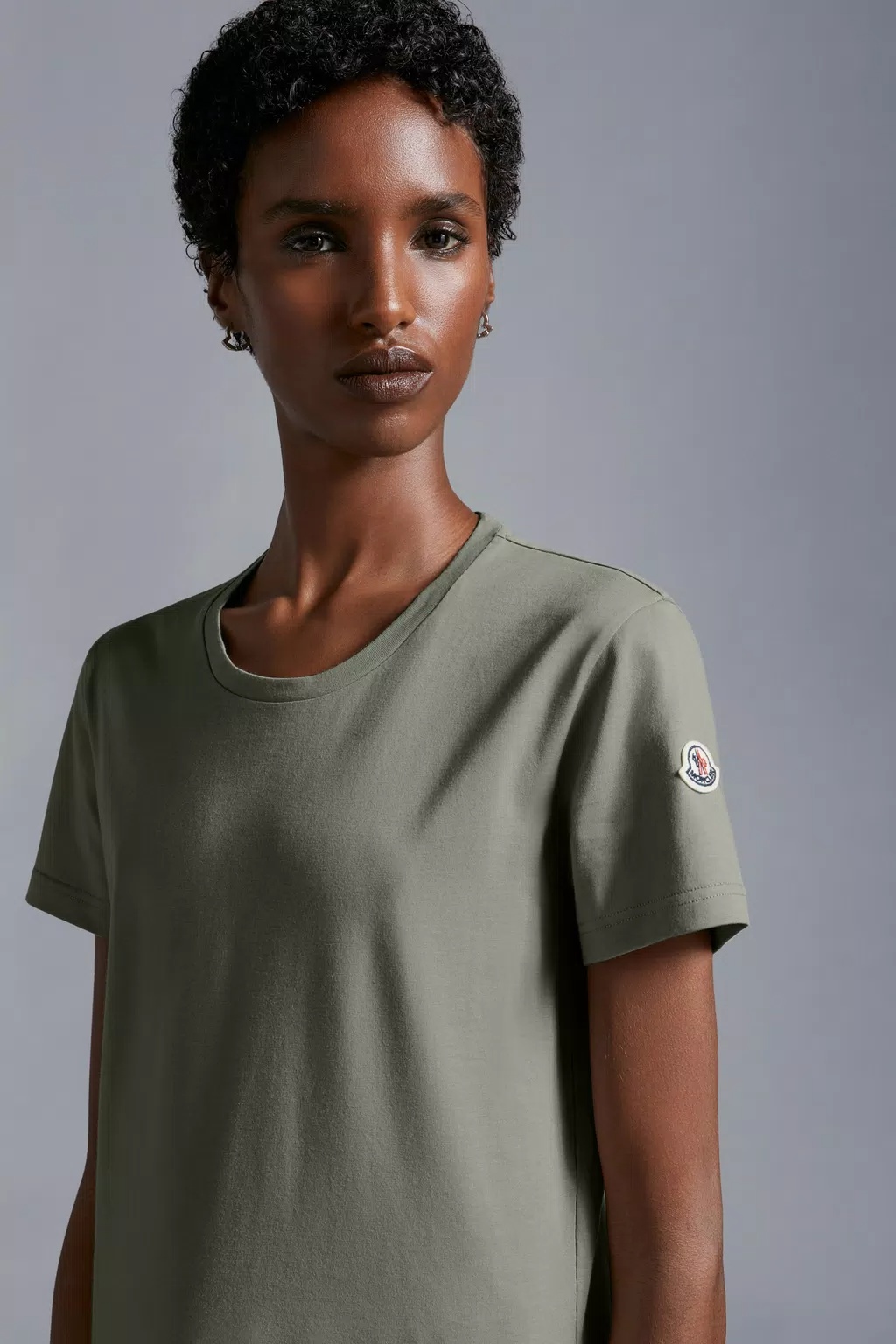 Moncler Logo-patch Cotton T-shirt In Brown