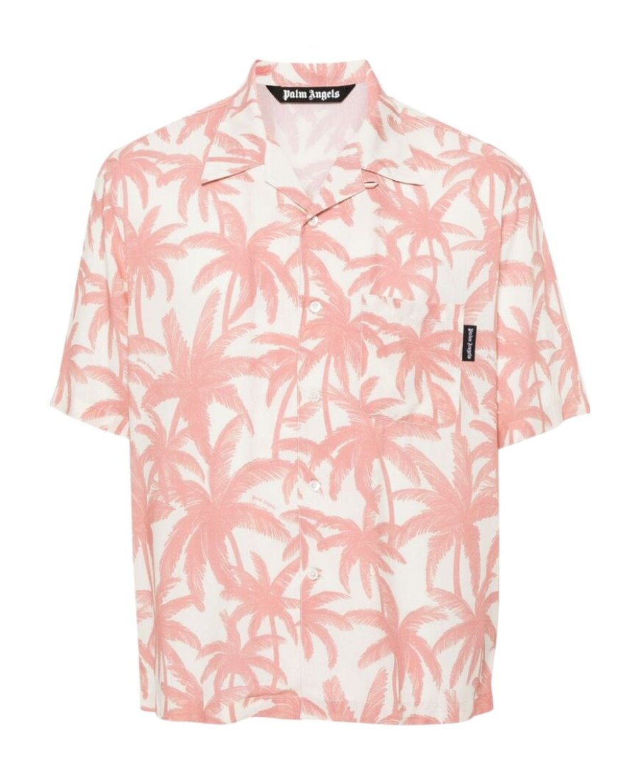 Palm Angels Bowling Shirt With Palms Motif In Pink