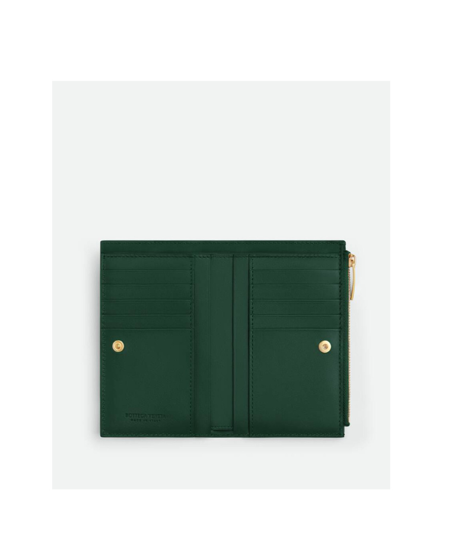 Bottega Veneta Medium Cassette Bi-fold Zip Wallet In Green