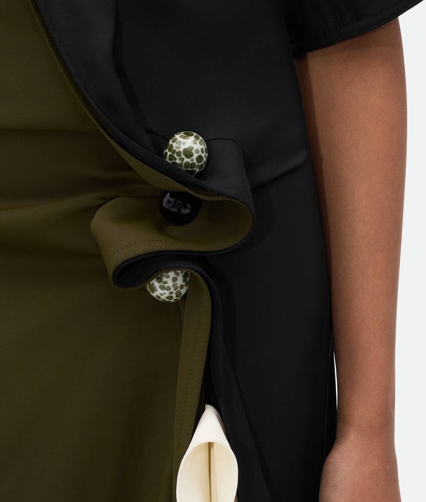 Shop Bottega Veneta Fluid Viscose Piercing Dress In Black