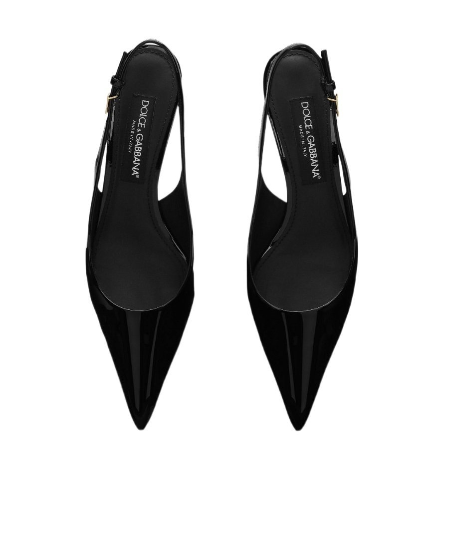 Dolce & Gabbana Tortoiseshell-print Patent Leather Slingbacks In Black