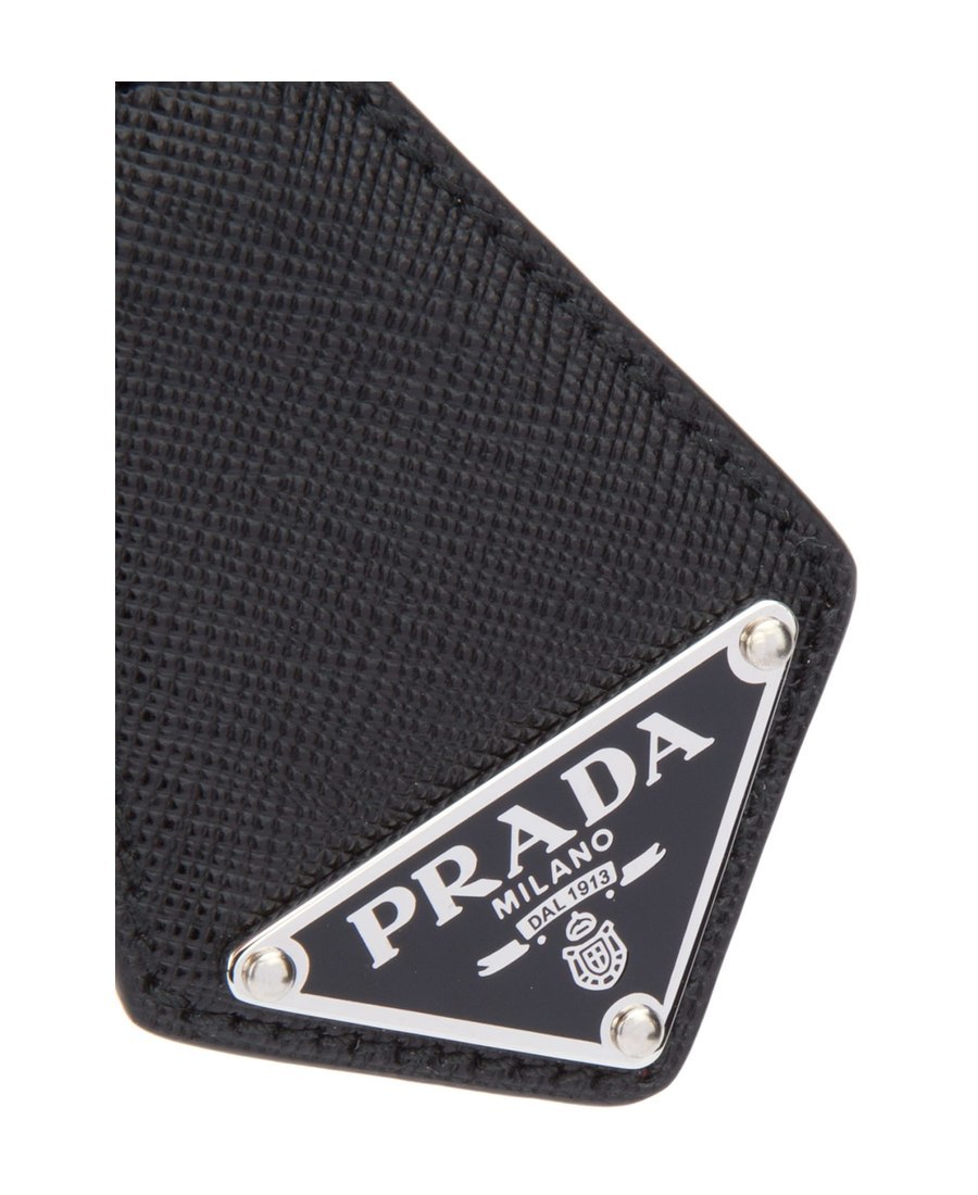 Prada Saffiano Leather Keychain In Black