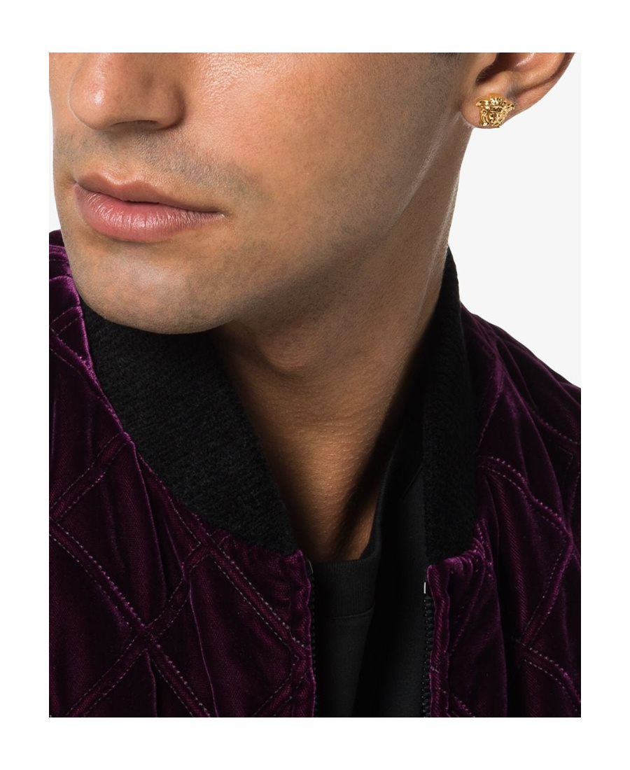 Shop Versace Medusa Head Stud Earrings In Yellow
