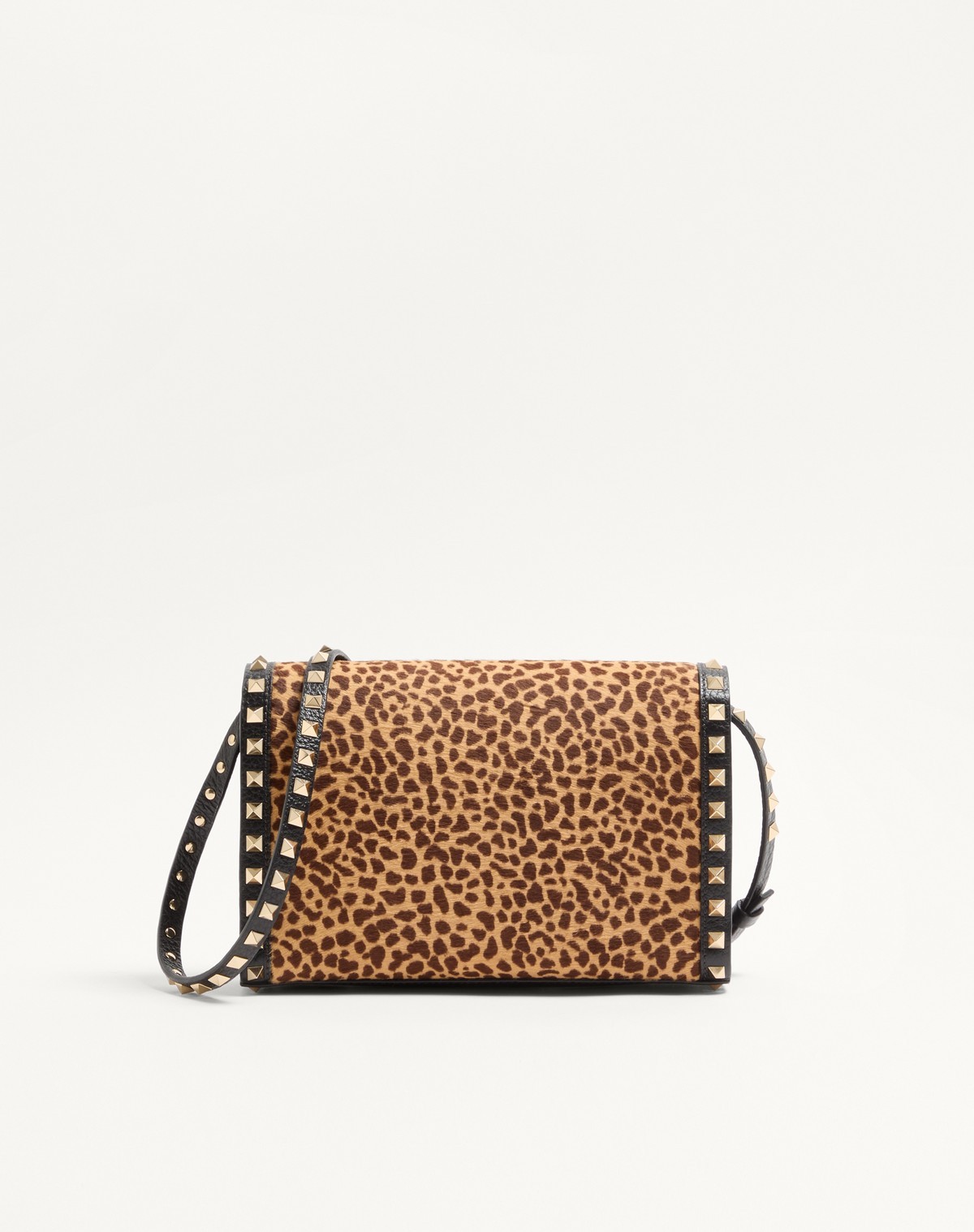 Valentino Garavani Rockstud Small Shoulder Bag In Pony-effect Calfskin With Animal Print In Multi