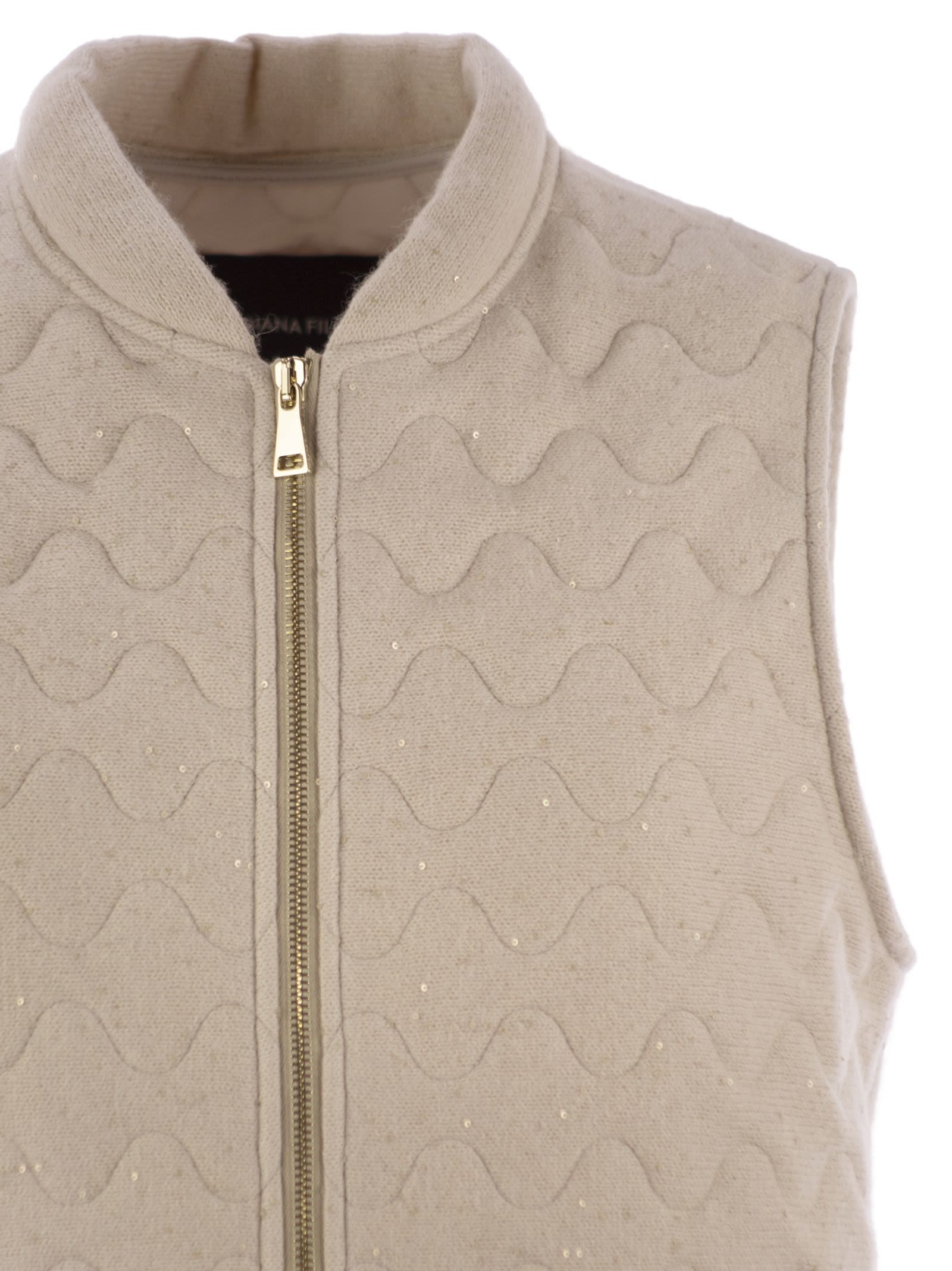 Fabiana Filippi Quilted Yarn And Sequin Waistcoat In Neutral