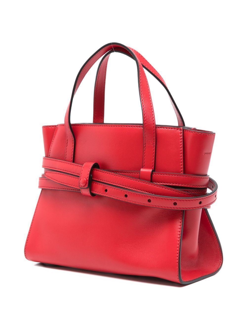 Moschino Double Belt Shoulder Bag With Top Handles In Red