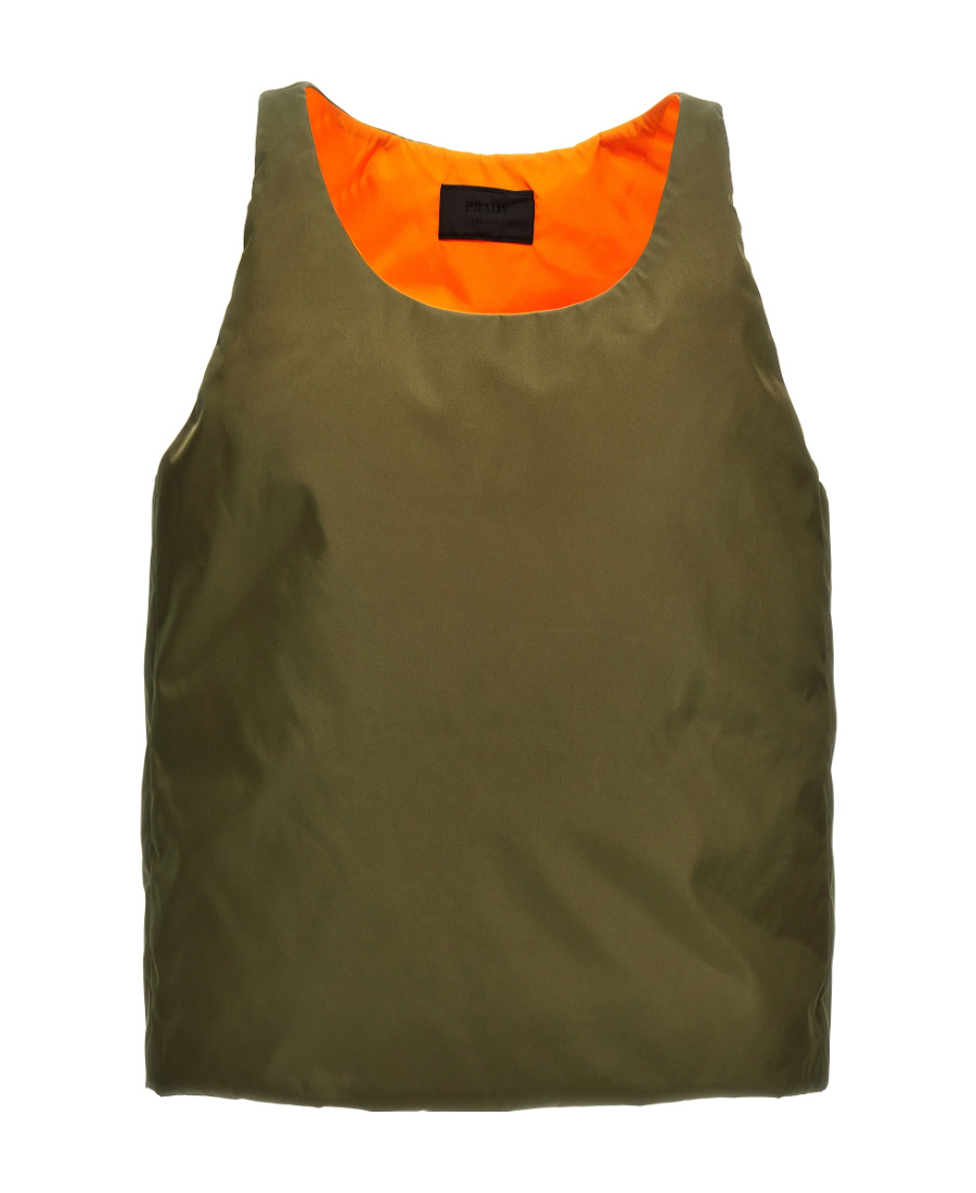 Prada Men Re-nylon Logo Padded Top In Green