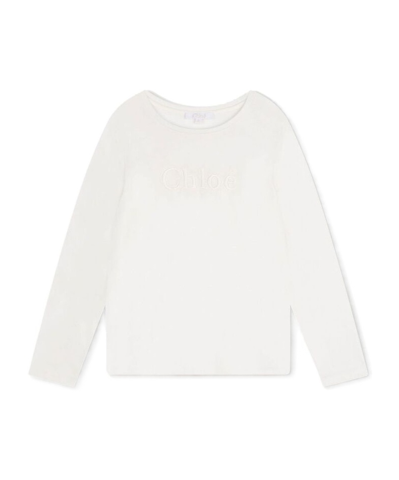 Chloé Embroidered-logo Cotton T-shirt In White