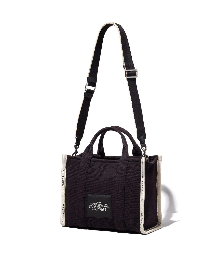 Marc Jacobs 'the Medium Tote' Black Tote Bag With Contrasting Logo Embroidery In Black