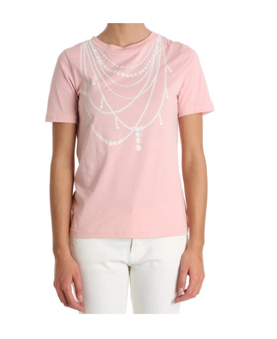 Moschino T-shirt With Round Neck And Short Sleeves In Nude