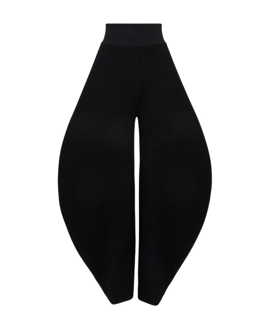 Alaïa Circular Rib Knitted Casual Pants In Black