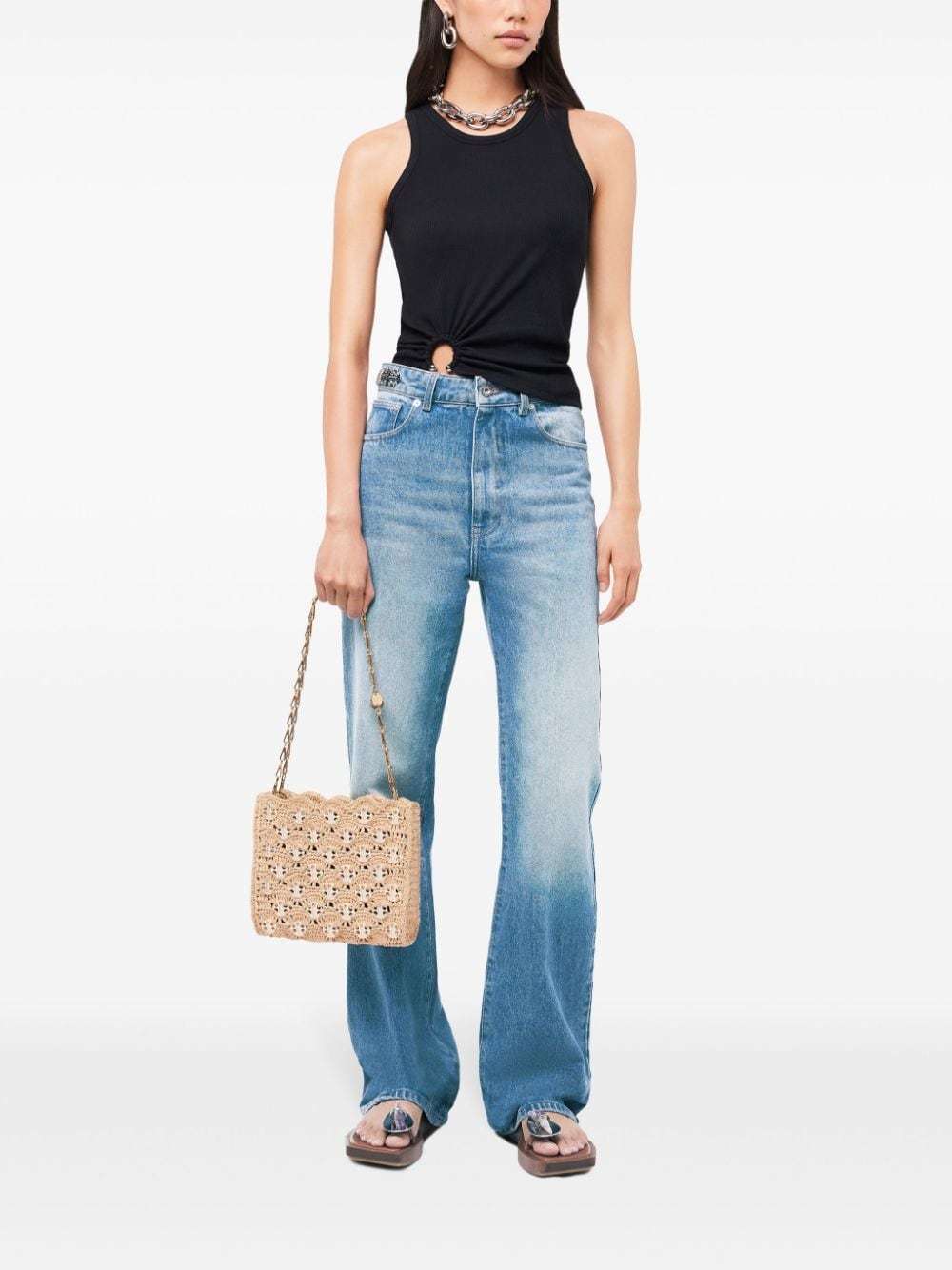 Shop Rabanne Asymmetric Gathered-detail Tank Top In Black