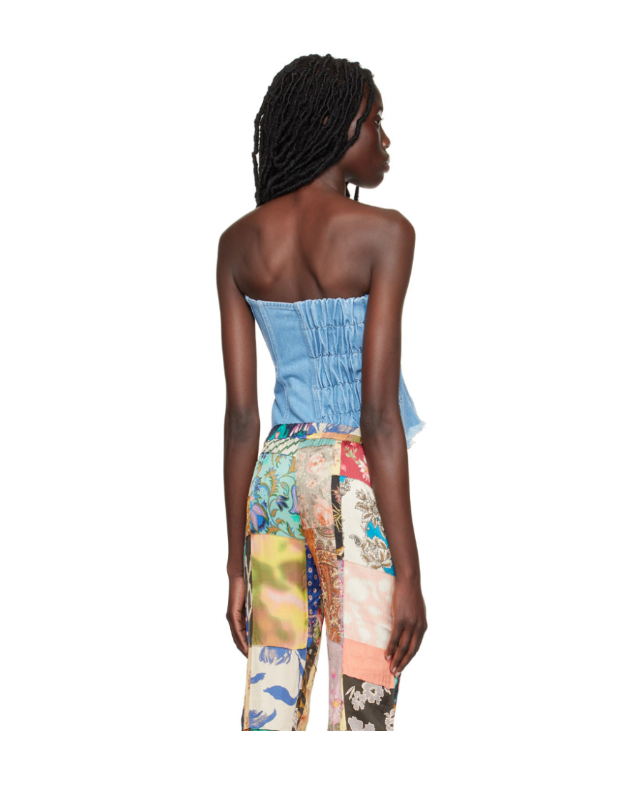 Marques' Almeida Blue Patchwork Corset In Multicolor