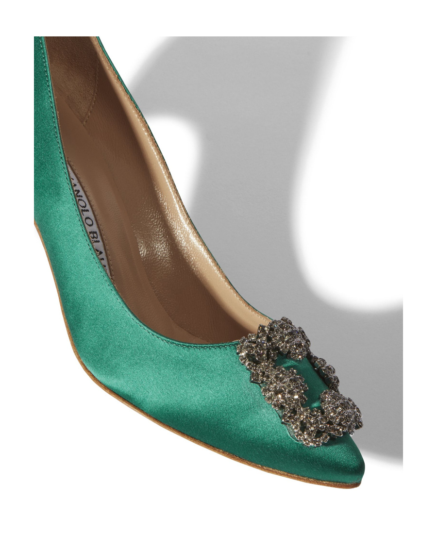 MANOLO BLAHNIK SILK-FACED HIGH HEELS