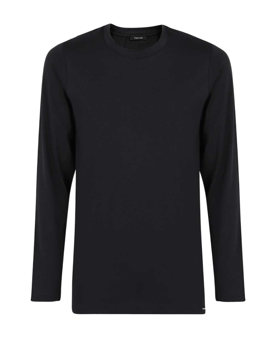Tom Ford Fine-ribbed Logo Embroidered T-shirt In Black