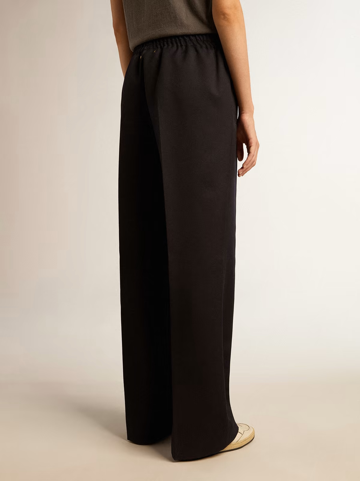 Shop Golden Goose Joggers In Dark Blue Wool Gabardine In Black