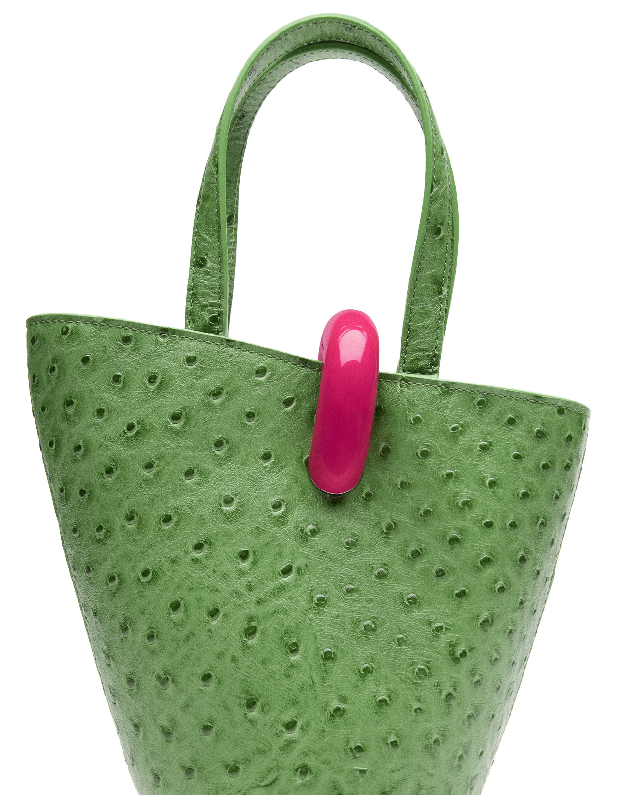 Jacquemus Le Petit Bambola Ostrich-embossed Bag In Green