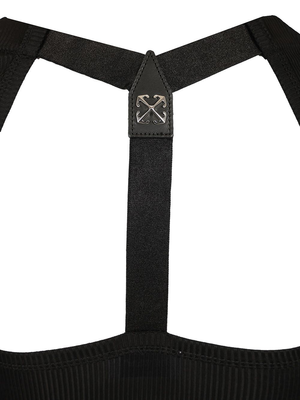 Off-white Black Ribbed Top Tops Black In Black