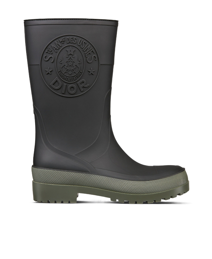 Dior Logo Embossed Round Toe Rain Boots In Black