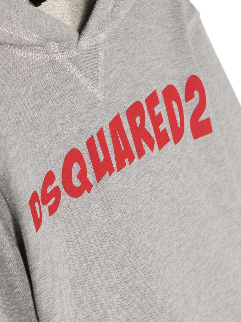 Dsquared2 Kids Logo Printed Long-sleeved Hoodie In Gray