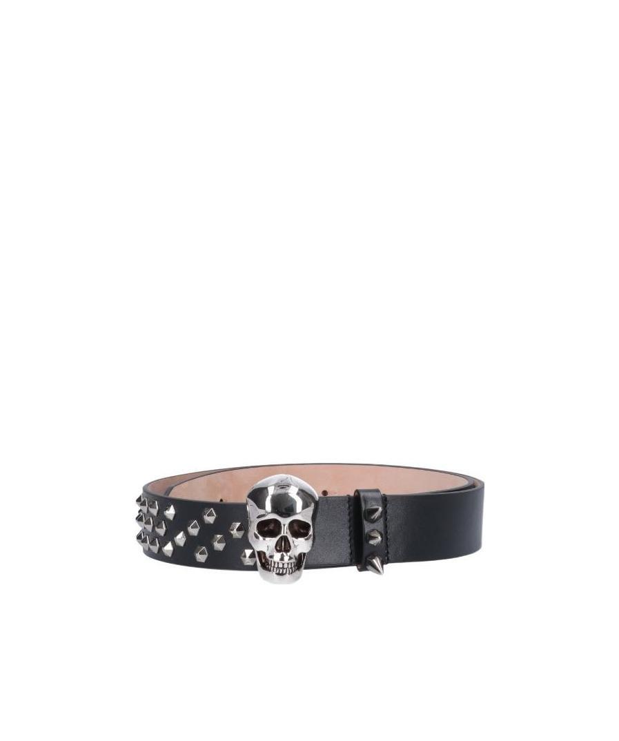 Alexander Mcqueen Skull Eyelet Buckle Belt In Black