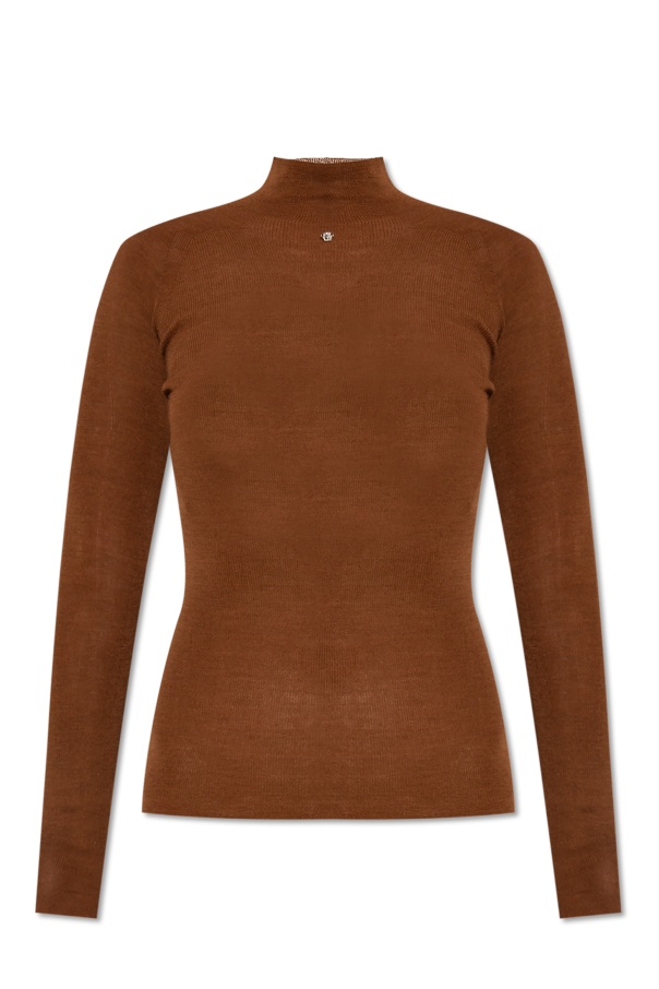Versace Turtleneck Long-sleeved Sweater In Brown