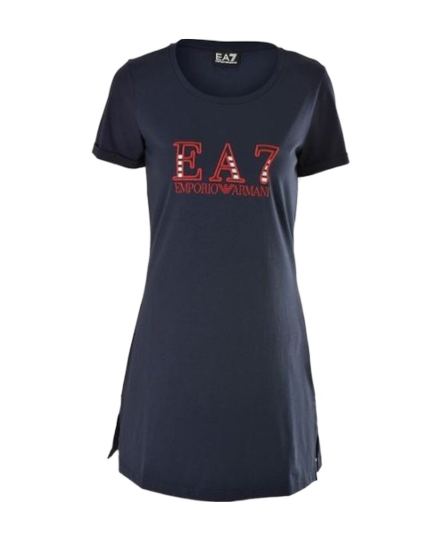 Ea7 Short Sleeve Dress In Blue