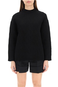 Fendi Ff Pattern Round-neck Pullover In Black