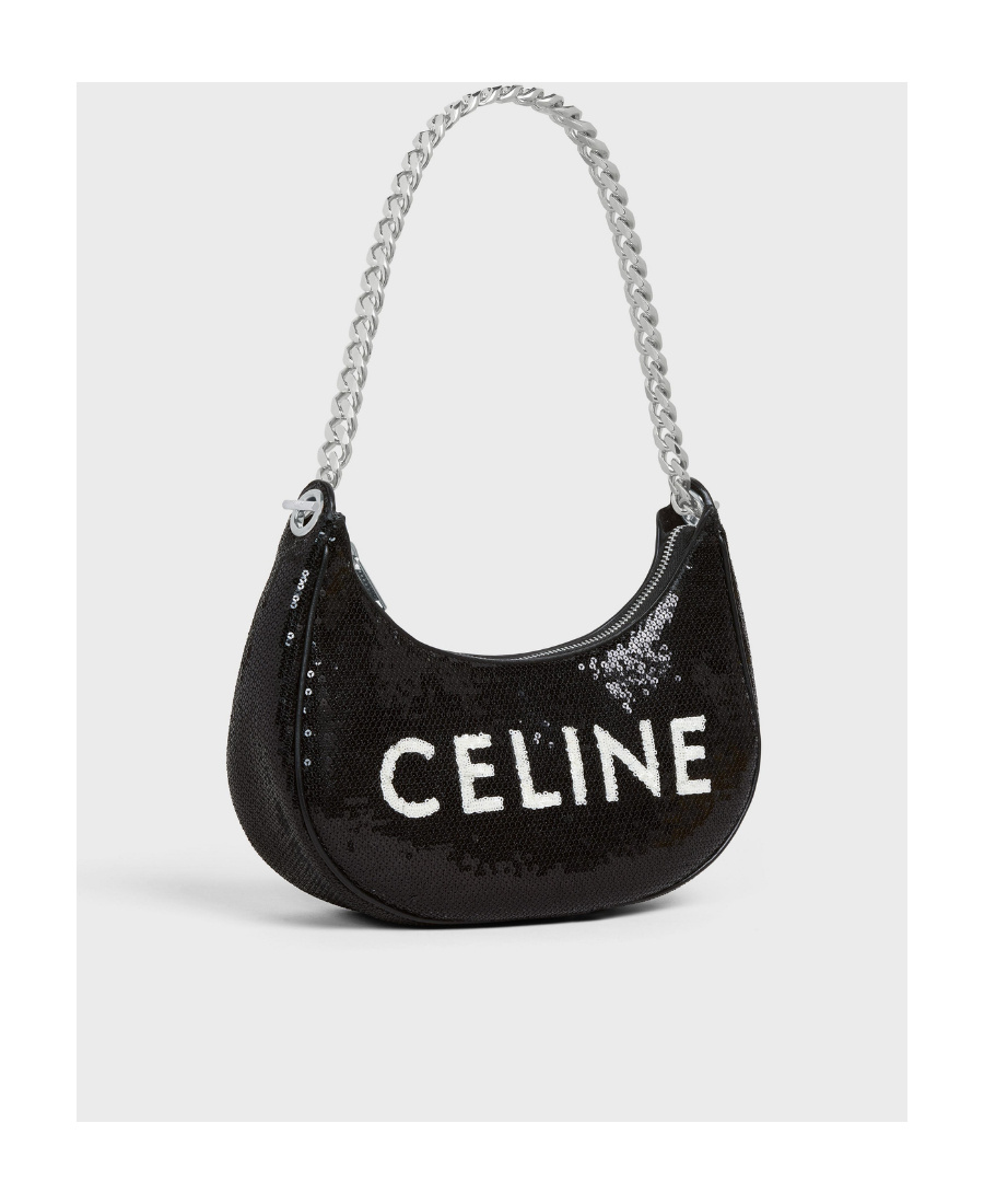 Celine Sequined Medium Size Shoulder Bag In Black
