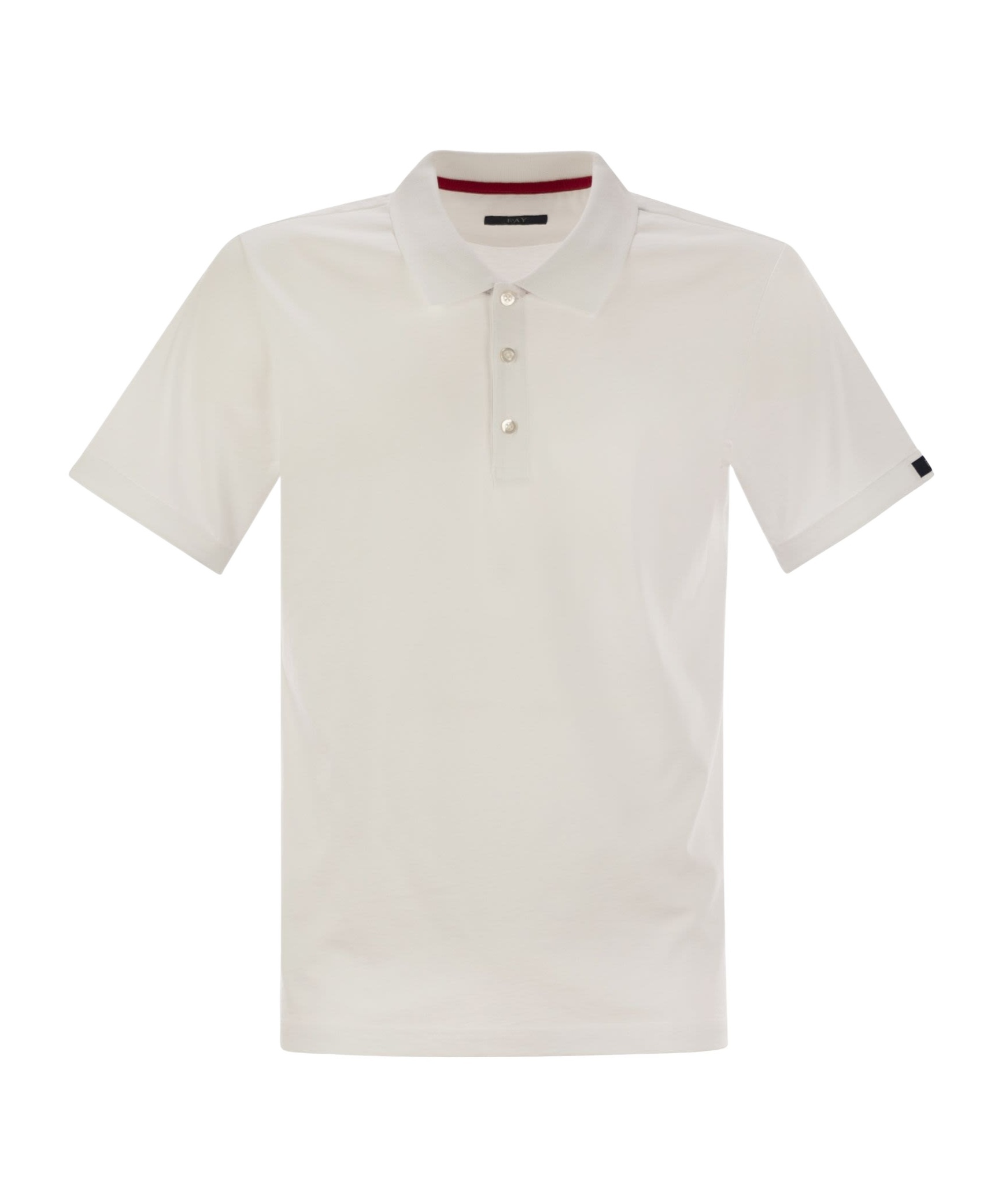 Fay Short Sleeved Cotton Polo Shirt In White