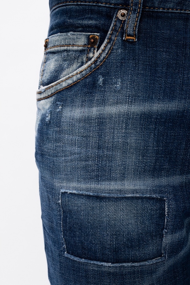 Dsquared2 Skinny Cropped Distressed Jeans In Blue