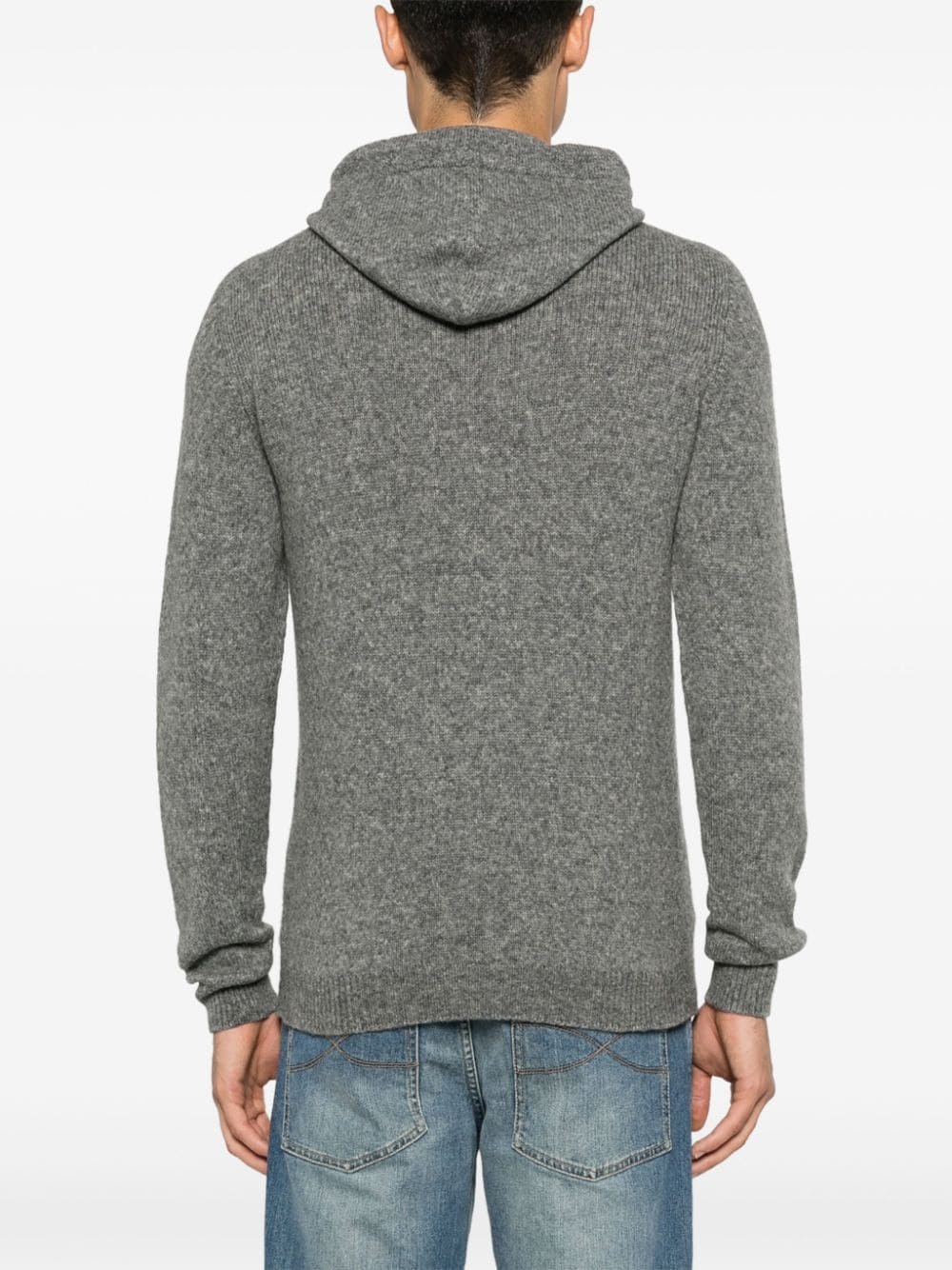 Roberto Collina Textured Knit Hooded Sweater In Medium Grey In Gray