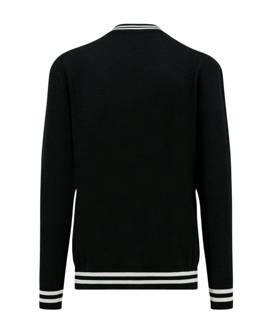 Shop Balmain Contrasting-trim V-neck Cardigan In Black