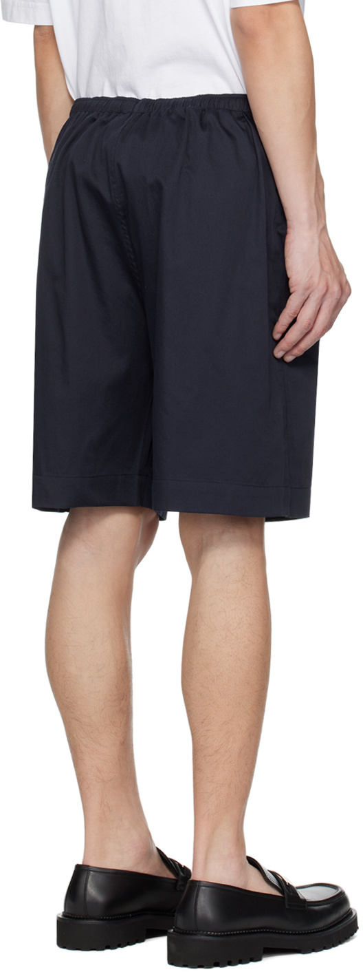 Filippa K Navy Elasticized Shorts In Black