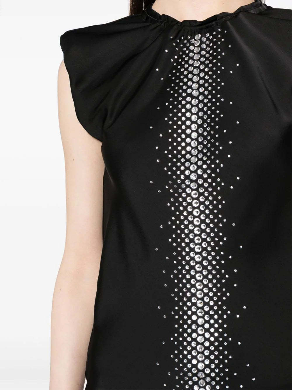 Attico Rhinestone-embellished Midi Dress In Black